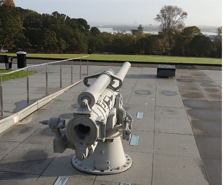 Gun outside Auckland Museum, courtesy of Elizabeth Probert