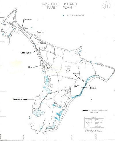 Early farm map showing the paddocks on Motuihe Island