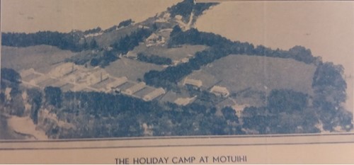 Aerial view of the Motuihe Island Health Camp