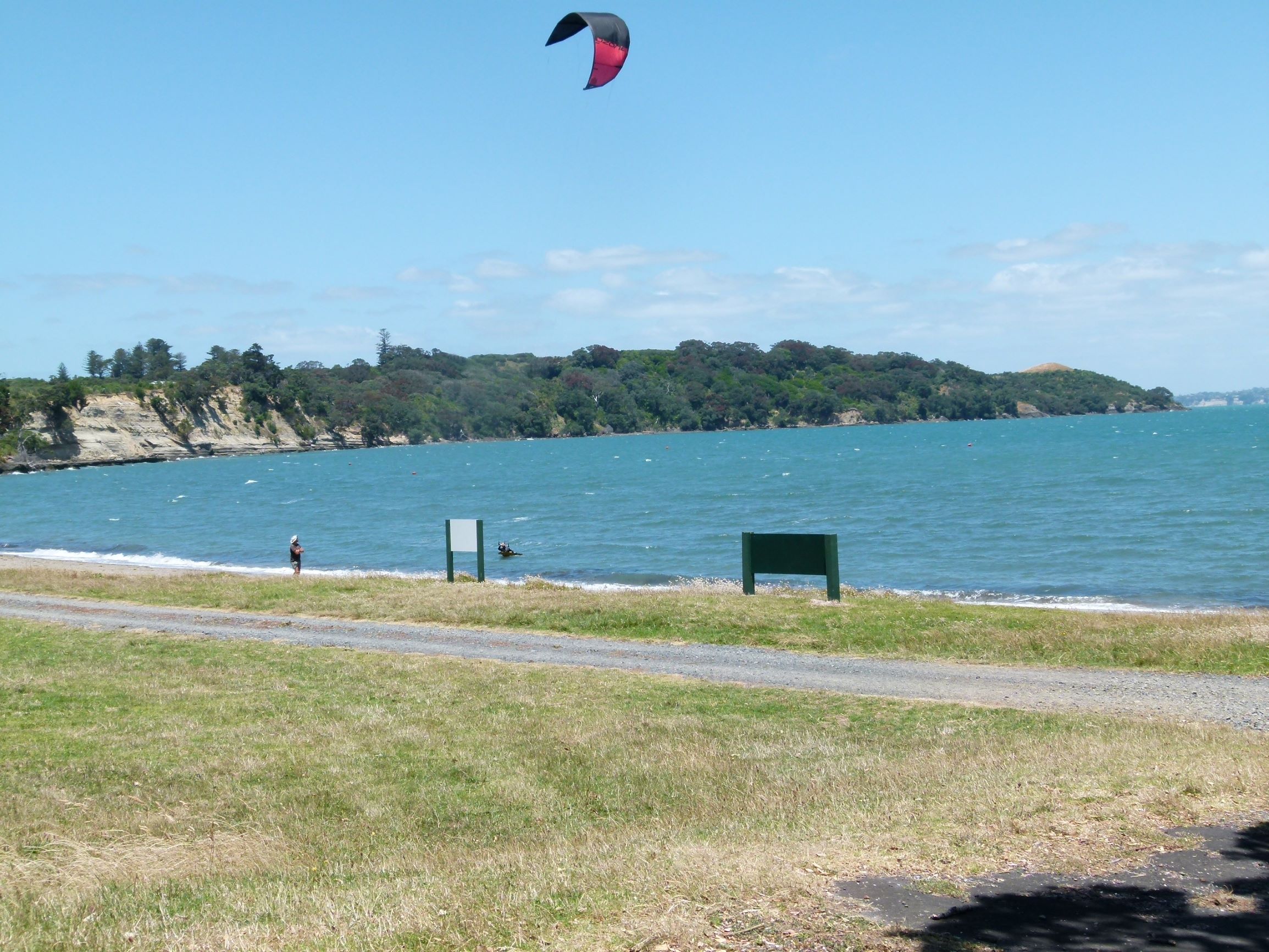 Family day out at Motuihe Island beach
