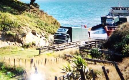 Neville Brothers truck stock on to Motuihe Island