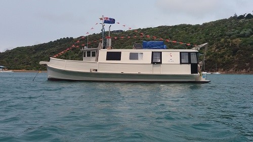 Olive Rose moored at Matiatia, photo taken around 2000