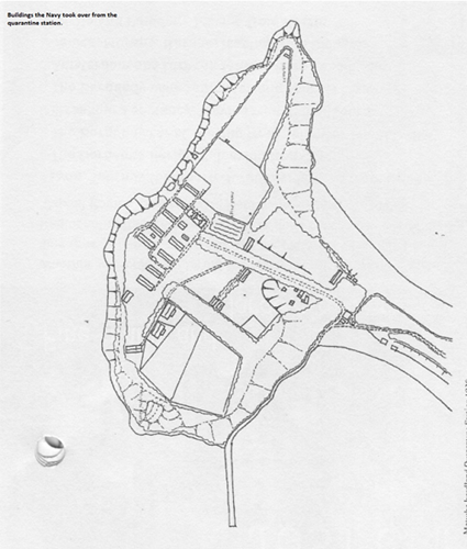 Map of the quarantine station as it was when the Navy took over in 1941