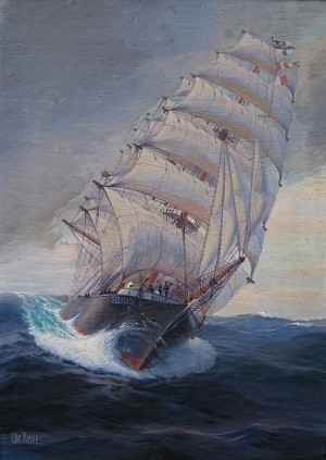 The warship Seeadler (Sea Eagle), a square-rigged sailing ship used by von Luckner in WWI
